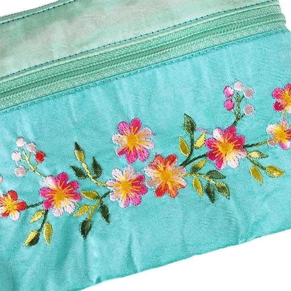 ベトナム 刺繍 ポーチ 花 小 ビーズ チャック A