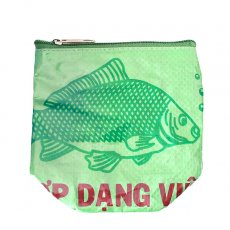 飼料袋リメイクシリーズ ベトナム 飼料袋 リメイク ポーチ（NEW サイズ 魚 グリーン）