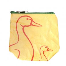 トリ 鳥 モチーフ 雑貨 ベトナム 飼料袋 リメイク ポーチ（マチなし アヒル イエロー A）