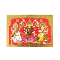 アジアの文房具 インド 神様 ポストカード  サラスヴァティ ラクシュミー ガネーシャ 芸術、学問を司る女神と美と富と豊穣と幸運を司る女神 ・商売繁盛をもたらす幸運な神