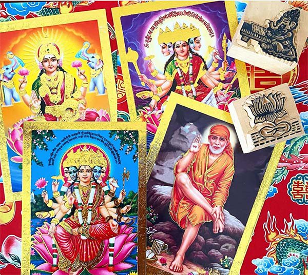 インド 神様 ポストカード ガーヤトリー A パープル ５つの顔を持つ女神