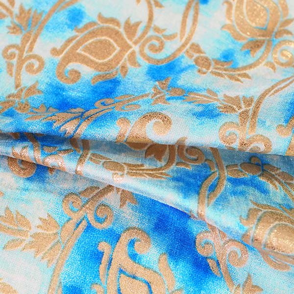 インド タイダイ 絞り染め 布 ブルー 幅約114cm / 50cm切り売り 蔓草模様