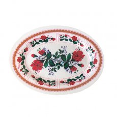 レトロ アジアン ベトナム バラ ローズ プラスチック 楕円形 皿  横約25cm  レトロ キッチュ 花柄