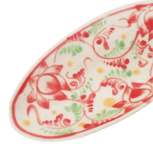 ベトナム バッチャン焼き 小舟型 皿 ロータス 蓮の花 2色（縦約6cm×横約14cm）【画像3】
