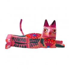 ネコ  猫 モチーフ 雑貨 メキシコ ウッドカービング アレブリヘス （ネコ ピンク） 