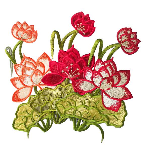 ベトナム 刺繍 ワッペン ロータス 蓮の花 3色  アイロンOK【画像7】