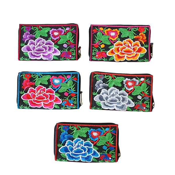 ベトナム 牡丹 刺繍 財布（5色）