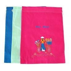 ベトナム刺繍 ベトナム アオザイ 刺繍 巾着 3色 大サイズ 37×28 お土産