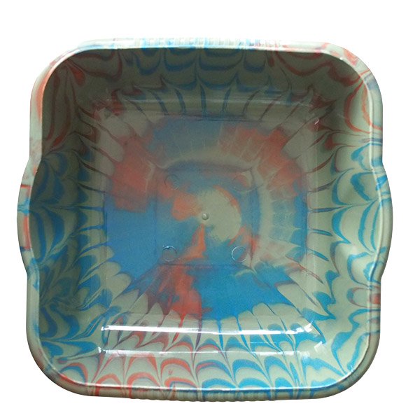 セネガル プラスチック 洗面器（四角 30cm グレー×ブルー×ブラウン）【画像5】