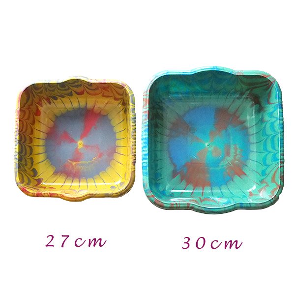 セネガル プラスチック 洗面器（四角 30cm グレー×ブルー×ブラウン）【画像6】
