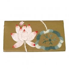 ベトナム刺繍 ベトナム 刺繍 ロータス 蓮の花 長財布 ブラウン 手刺繍