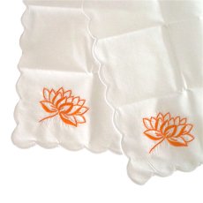 ベトナム ロータス 手刺繍 ハンカチ 蓮の花