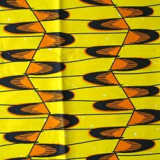 アジア アフリカ ハンドメイド素材 アフリカンプリント 布  115×90 カットオフ（模様 イエロー）