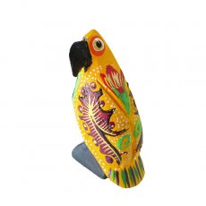 トリ 鳥 モチーフ 雑貨 メキシコ アレブリヘス  オウム （イエロー）ウッドカービング 置物  