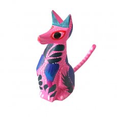 ネコ  猫 モチーフ 雑貨 メキシコ アレブリヘス  キツネ  （ピンク）ウッドカービング 置物  
