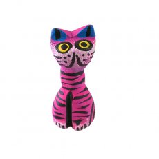 ネコ  猫 モチーフ 雑貨 メキシコ ウッドカービング アレブリヘス （小さいネコ ピンク） 