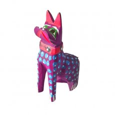 飾るもの 置くもの 小物  メキシコ  アレブリヘス  犬 （パープル）ウッドカービング 置物  