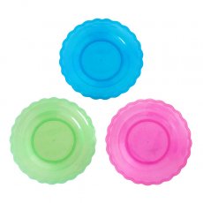 ベトナム 雑貨 ベトナム  波型 プラスチック 皿  小サイズ  ピンク グリーン ブルー 直径約15cm カラフル レトロ ポップ