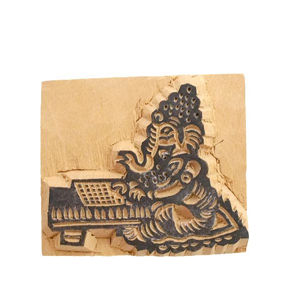 ネパール ウッドスタンプ  勉強するガネーシャ  4cm×4.5cm 商売繁盛  学問の神様