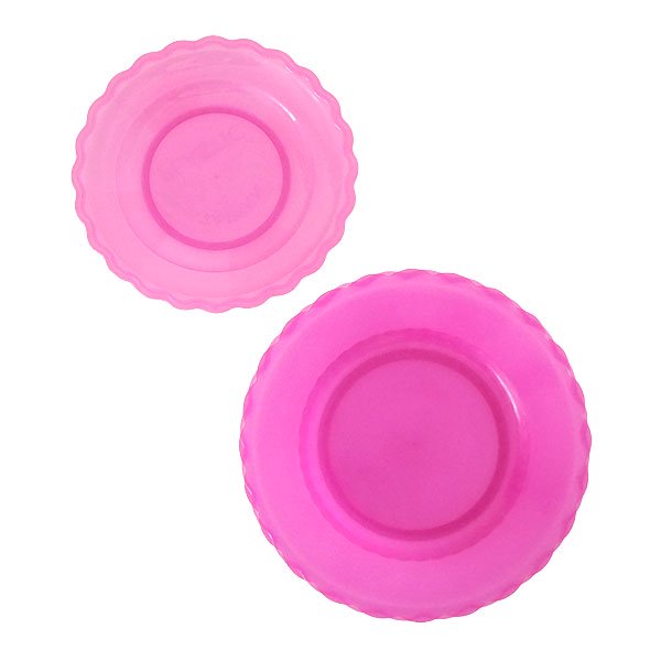 ベトナム  波型 プラスチック 皿  中サイズ   ピンク グリーン 直径約18cm カラフル レトロ ポップ【画像7】