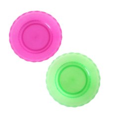 キッチン 日用品 ベトナム  波型 プラスチック 皿  中サイズ   ピンク グリーン 直径約18cm カラフル レトロ ポップ