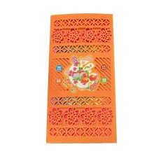 切り絵ポップアップカード ベトナム  福の袋 切り絵 吉祥如意 （万事めでたく順調）  オレンジ