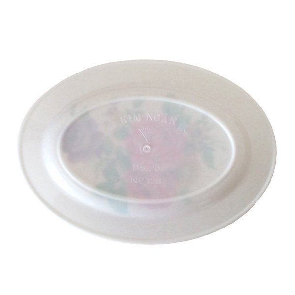 ベトナム カラフル バラ ローズ プラスチック 楕円形 皿  横約25cm  レトロ キッチュ 花柄【画像2】