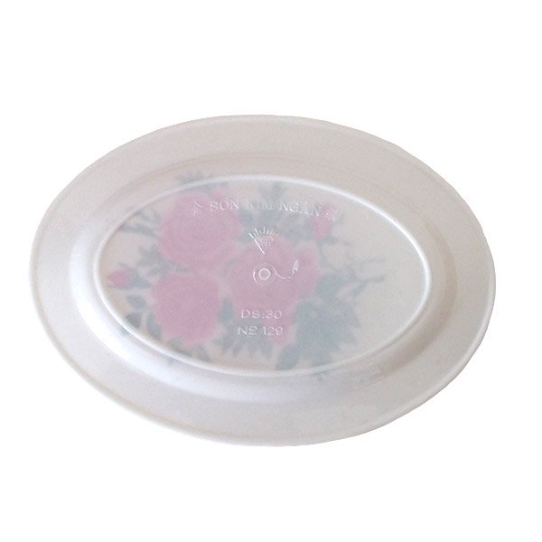 ベトナム  バラ ローズ プラスチック 楕円形 皿  横約30.5cm  レトロ キッチュ 花柄【画像2】