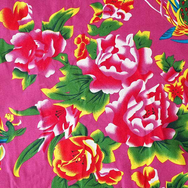 【1点のみ】ベトナム 鳳凰と牡丹 カットオフ ピンク 幅約158 ／90cm売り オリエンタル  布【画像3】