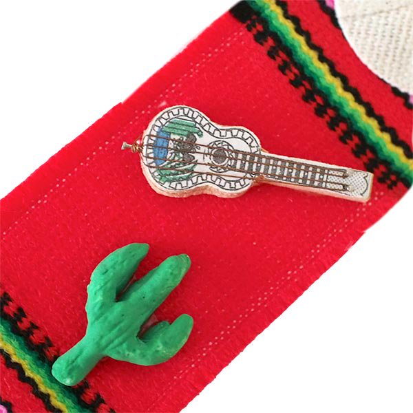 メキシコ ミニサラペの飾り レッド サボテン ギター フクロウ テンガロンハット【画像3】