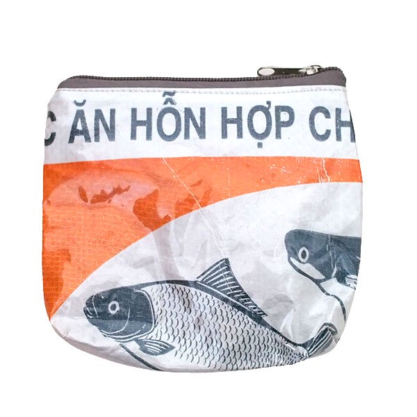 ベトナム 飼料袋 リメイク ポーチ（魚 マチあり オレンジ）
