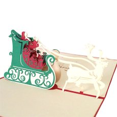 クリスマス ベトナム 切り絵 ポップアップカード（クリスマス サンタとトナカイ  A 10×15）