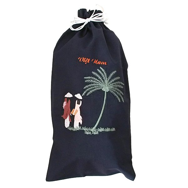 ベトナム アオザイ 刺繍 巾着 椰子の木  縦長サイズ 39×20 お土産【画像5】