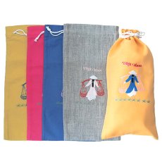アオザイモチーフ雑貨 ベトナム アオザイ 刺繍 巾着 天秤棒 縦長サイズ 39×20 お土産