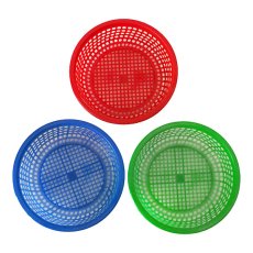 キッチュなプラスチック ベトナム プラスチック ザル  四角柄 3色 直径約20cm ラウンド バスケット 生活雑貨 日用品