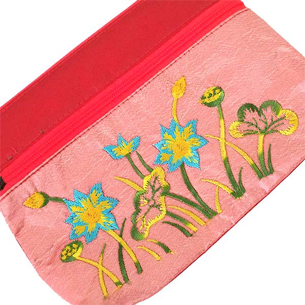 ベトナム ロータス 刺繍 ポーチ ビーズ付き B（4色）蓮の花【画像2】