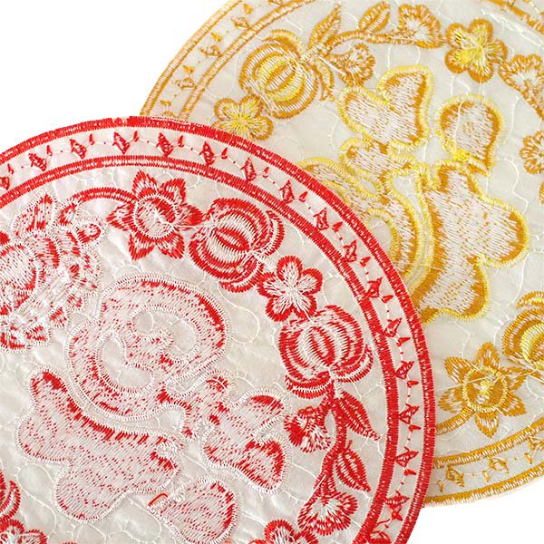 ベトナム  福 刺繍 ワッペン 2色 縫い付けるタイプ  直径約15cm 【画像2】