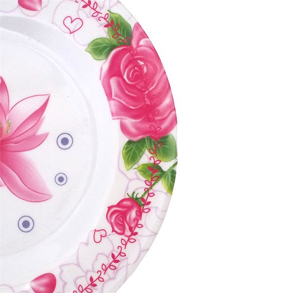 ベトナム ロータスと 薔薇 ローズ プラスチック 皿   直径 17.5cm レトロ キッチュ 【画像3】
