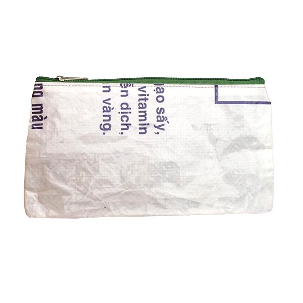 ベトナム 飼料袋 リメイク ポーチ ニワトリ パープル 長方形  （コーティングあり マチなし 持ち手なし）【画像2】