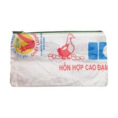 ベトナム 飼料袋 リメイク ポーチ アヒル レッド 長方形  （コーティングあり マチなし 持ち手なし）