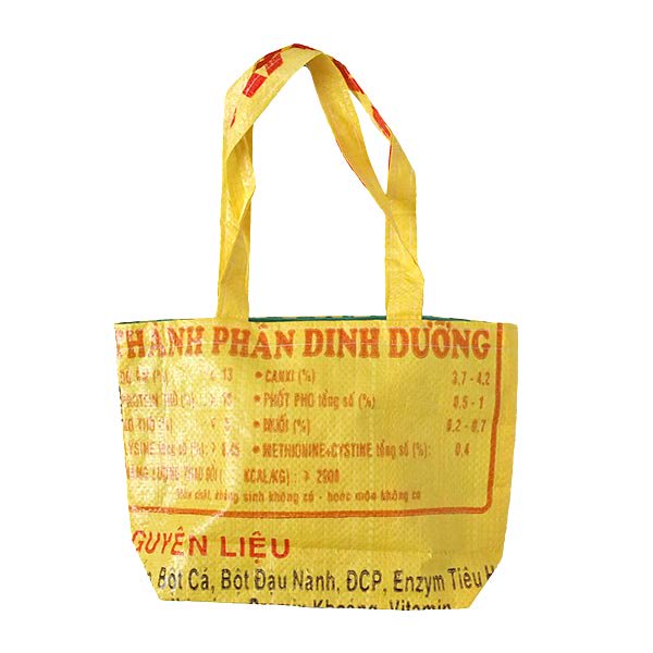 ベトナム 飼料袋 リメイク ショルダーバッグ アヒル イエロー （ビニールコーティングなし マチあり ）【画像2】