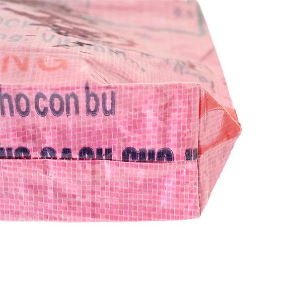 ベトナム 飼料袋 リメイク バッグ ブタ ピンク （肩掛けOK ビニールコーティング マチあり）【画像5】