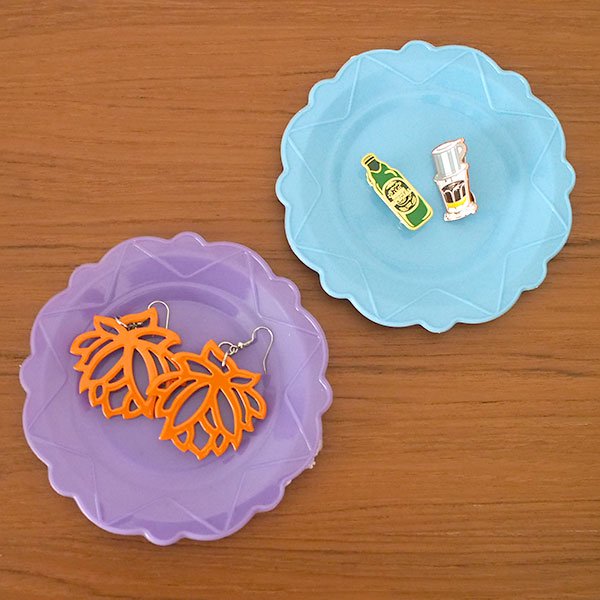 ベトナム プラスチック ミニ 小皿  模様 直径約12.5cm レトロかわいい【画像4】