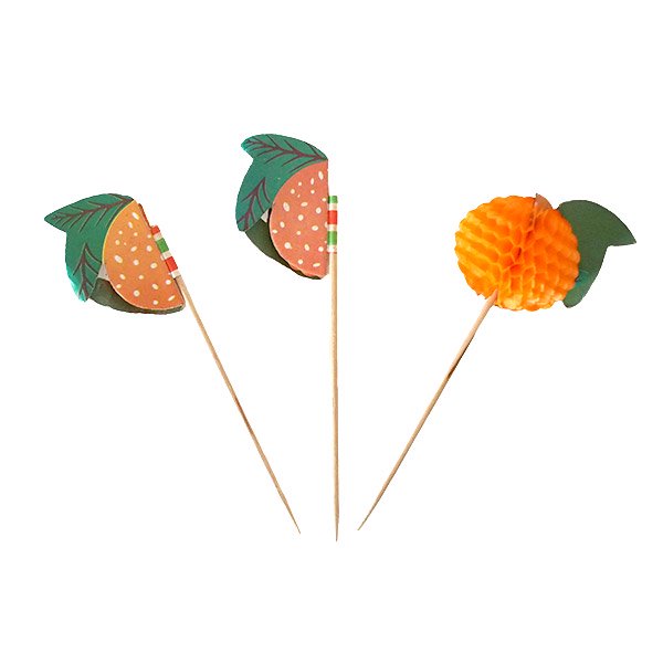 ベトナム オレンジ ピック（3本セット）レトロ かわいい くだもの カラフル【画像1】