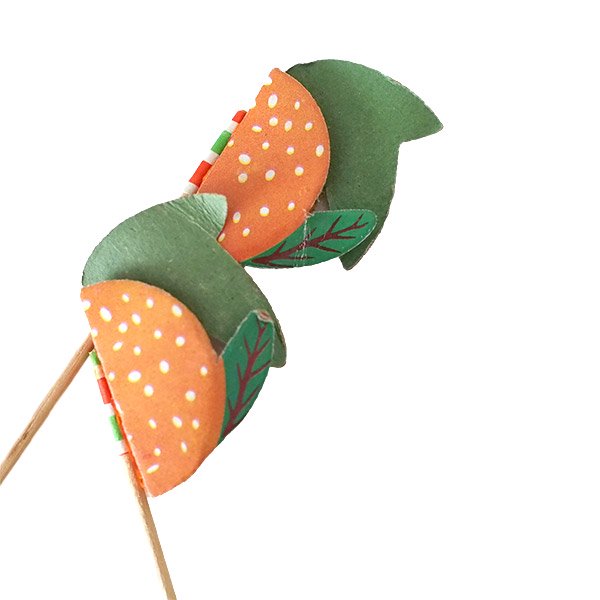 ベトナム オレンジ ピック（3本セット）レトロ かわいい くだもの カラフル【画像4】