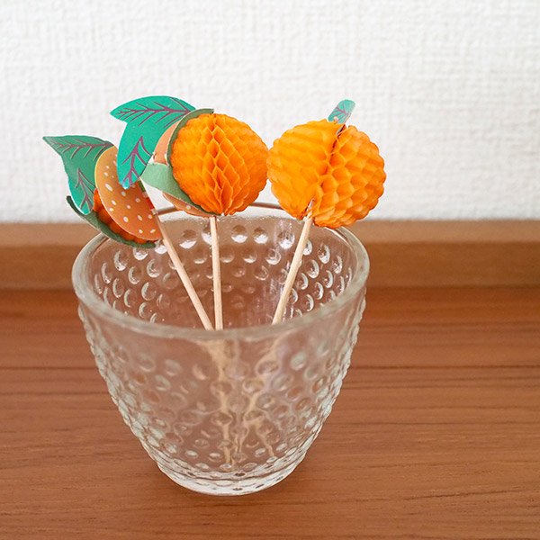  ベトナム オレンジ ピック（3本セット）レトロ かわいい くだもの カラフル【画像6】