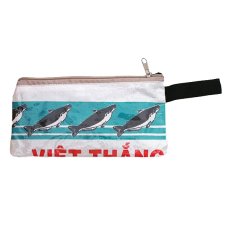 ベトナム 飼料袋 リメイク ポーチ 魚 ブルーグリーン（ビニールコーティングあり マチなし）
