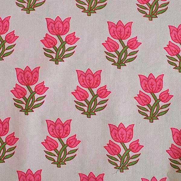 インド レトロな小花柄の布  ピンク ベージュ  幅約106cm / 1m 切り売り  【画像2】