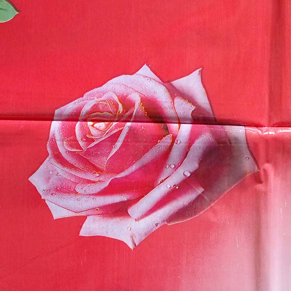 ベトナム  ビニールクロス  薔薇と花 レッド 約188×136cm レトロ ポップ アジアン食堂【画像3】