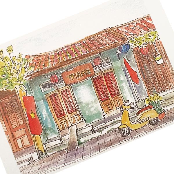 画家 Eriko Hamada ベトナム ポストカード 「水色の壁」 【画像3】